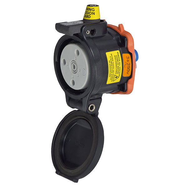 35-34173-K07-HAZ - DR50 RECEPTACLE POLY BLACK SIZE 3 TYPE 4X 3P+G 50A 250 VAC 60 Hz NO AUX